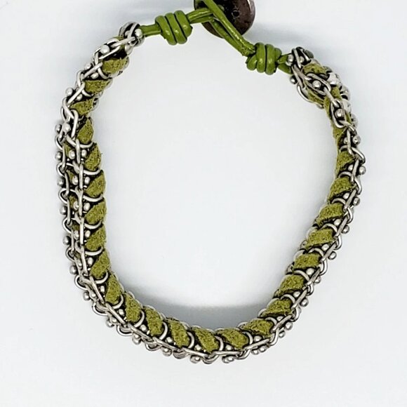Fossil Silver Tone Green Tone Braided Bracelet - Picture 4 of 5